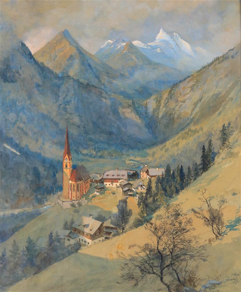 Eduard Manhart - Blick auf Heiligenblut, im Hintergrund der Großglockner