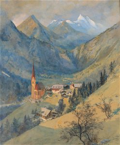 Eduard Manhart - Blick auf Heiligenblut, im Hintergrund der Großglockner