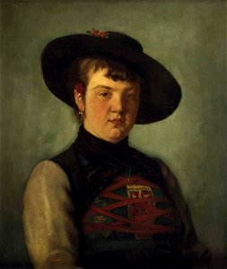Eduard Schupp Frau in bayrischer Tracht 1889. Free illustration for personal and commercial use.