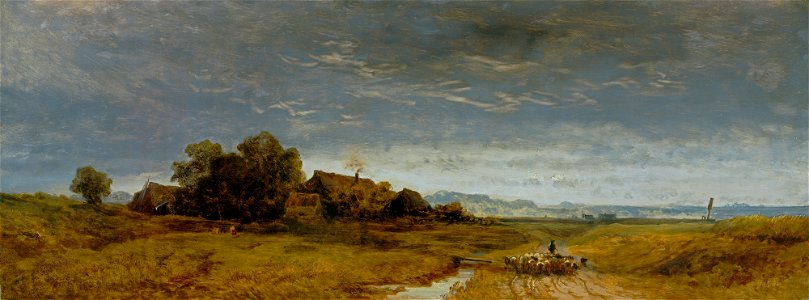 Eduard Schleich der Ältere - Oberbayerische Ebene mit heimziehender Schafherde - G 341 - Lenbachhaus