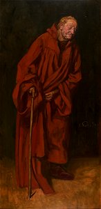 Eduard von Gebhardt Portrait eines alten Mannes im roten Hausmantel.