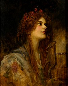 Eduard Veith Harfenspielerin. Free illustration for personal and commercial use.