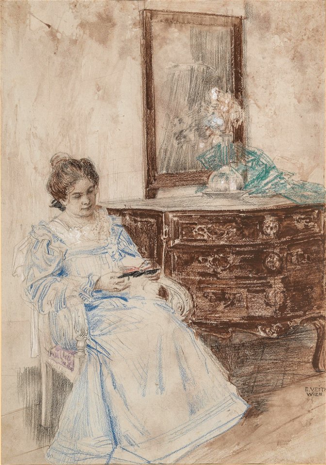 Eduard Veith Lesende Frau