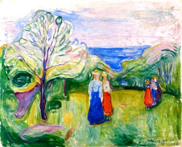 Edvard Munch - Cherry Tree in Blossom and Young Girls in the Garden