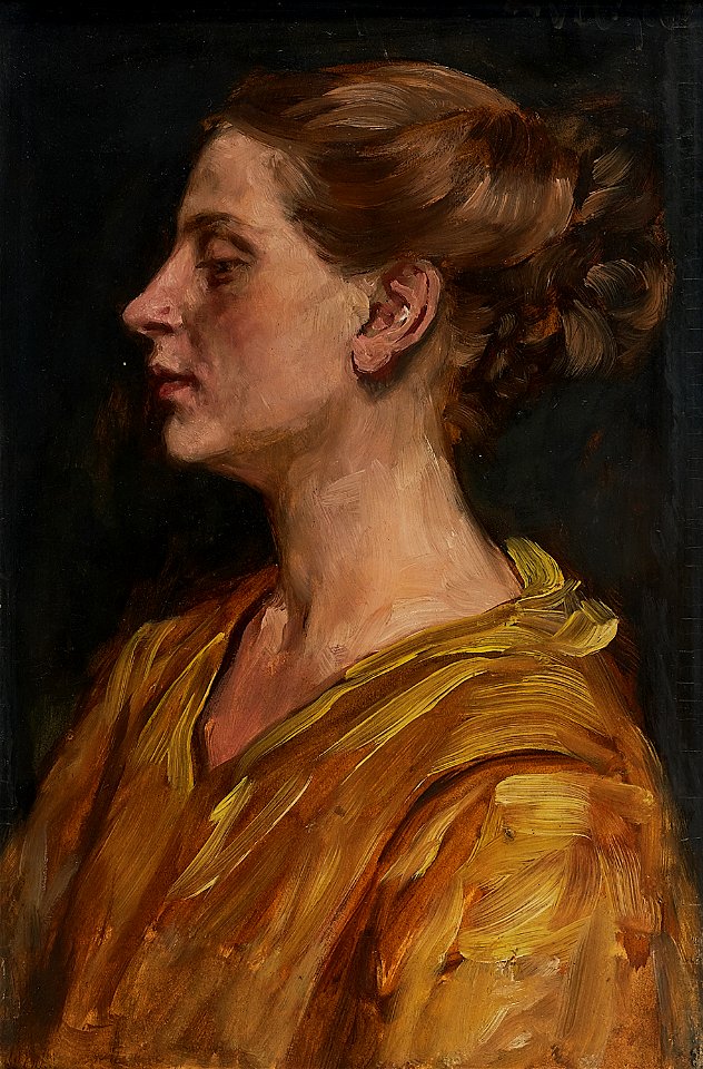 Eduard von Gebhardt Portraitstudie einer jungen Frau im Profil