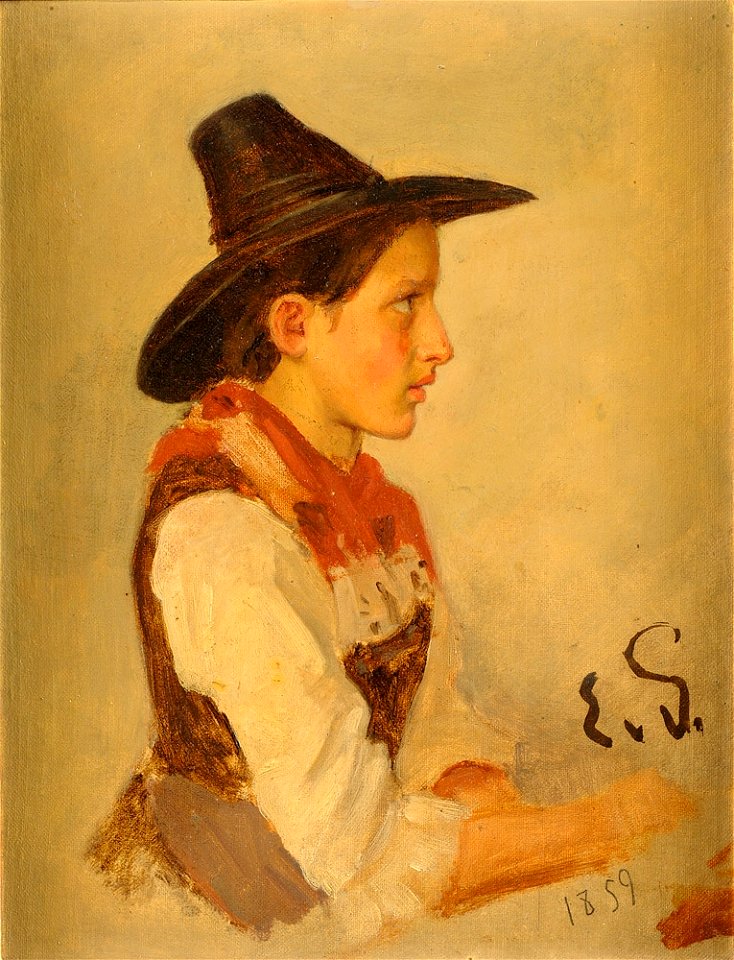 Eduard von Gebhardt Porträt eines Mädchens in Tracht 1859