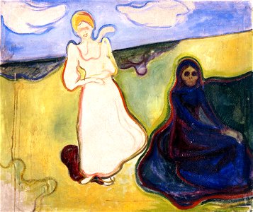 Edvard Munch - Two Women in a Landscape (1897-99). Free illustration for personal and commercial use.