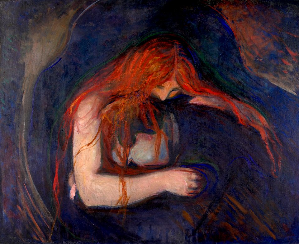 Edvard Munch - Vampire (1895) - Google Art Project. Free illustration for personal and commercial use.