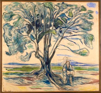Edvard Munch - Old Man Sitting under a Tree - MM.M.00892 - Munch Museum. Free illustration for personal and commercial use.