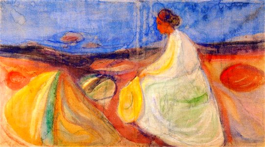 Edvard Munch - Woman in White Sitting on the Beach