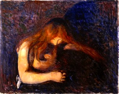Edvard Munch - Vampire (1893), Gothenburg Museum of Art. Free illustration for personal and commercial use.