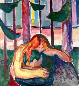 Edvard Munch - Vampire in the Forest (1916-18). Free illustration for personal and commercial use.