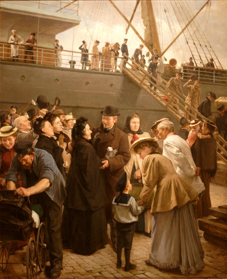Edvard Petersen - En hjemkomst (Amerikadamperen ved Larsen Plads) (ÖaL 1898)