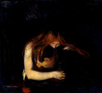 Edvard Munch - Vampire (1894), private collection. Free illustration for personal and commercial use.