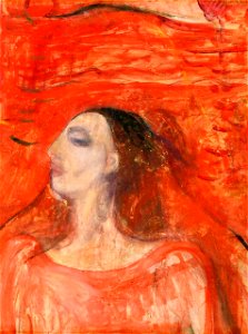 Edvard Munch - Woman's Head against a Red Background