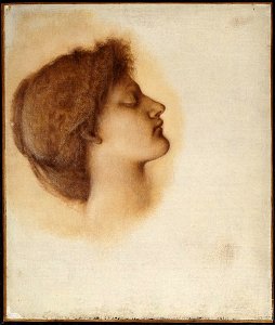 Edward Burne-Jones - Study for The Sleeping Beauty, Head of a Maiden - 1943.188 - Fogg Museum. Free illustration for personal and commercial use.