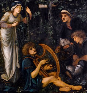 Edward Burne-Jones - The Madness of Sir Tristram. Free illustration for personal and commercial use.