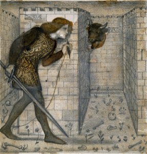 Edward Burne-Jones - Tile Design - Theseus and the Minotaur in the Labyrinth - Google Art Project. Free illustration for personal and commercial use.