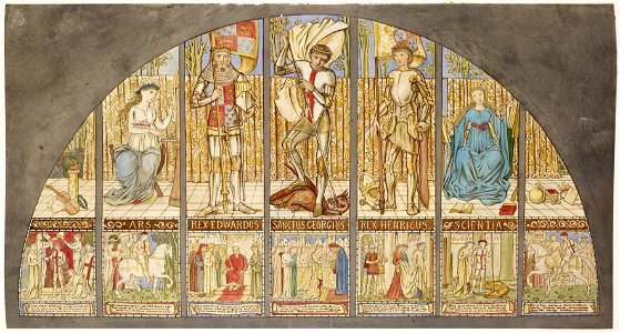 Edward Burne-Jones - Wars of the Roses - Edward IV, Henry VI, St George with Allegory - Google Art Project
