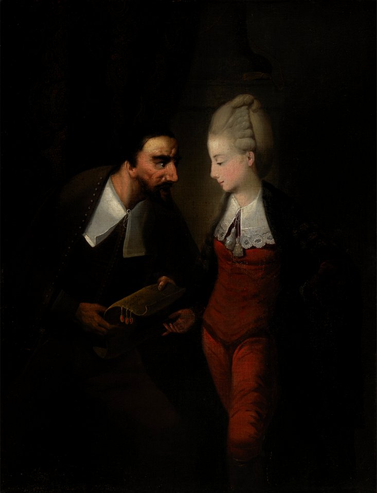 Edward Alcock - Portia and Shylock, from Shakespeare's The Merchant of Venice, IV, i - Google Art Project