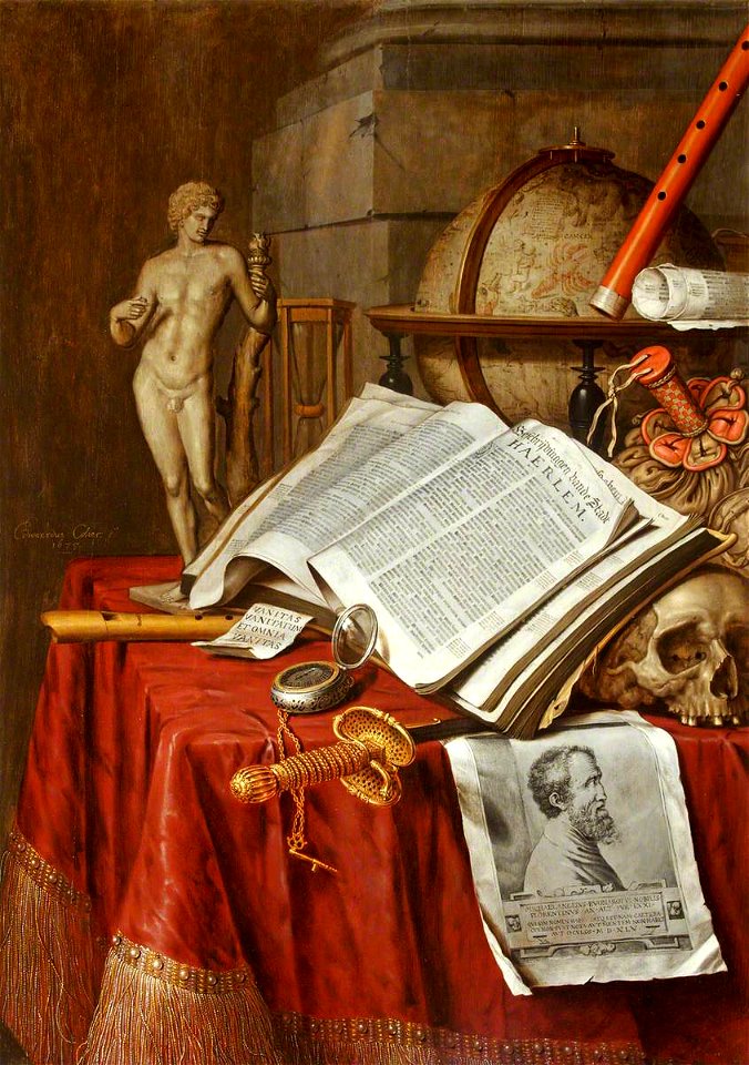 Edwaert Collier (c.1640-c.1707) - Vanitas Still Life with a Statuette of an Antique Athlete and a Print of Michelangelo - 453822 - National Trust