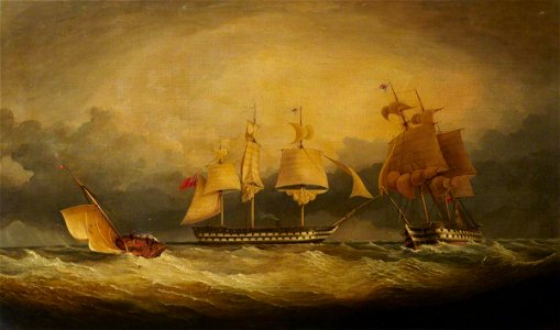 Edward Augustus Inglefield (1820-1894) - HMS 'Queen' and 'Princess Royal' in a Stormy Sea - BHC3569 - Royal Museums Greenwich