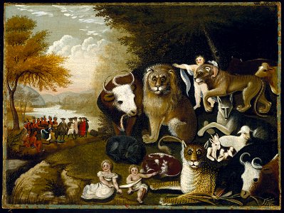 Edward Hicks - The Peaceable Kingdom - Google Art Project. Free illustration for personal and commercial use.