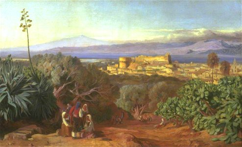 Edward Lear (1812-1888) - View of Reggio and the Straits of Messina - T00630 - Tate