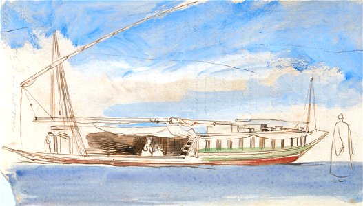 Edward Lear - Boat on the Nile - Google Art Project. Free illustration for personal and commercial use.