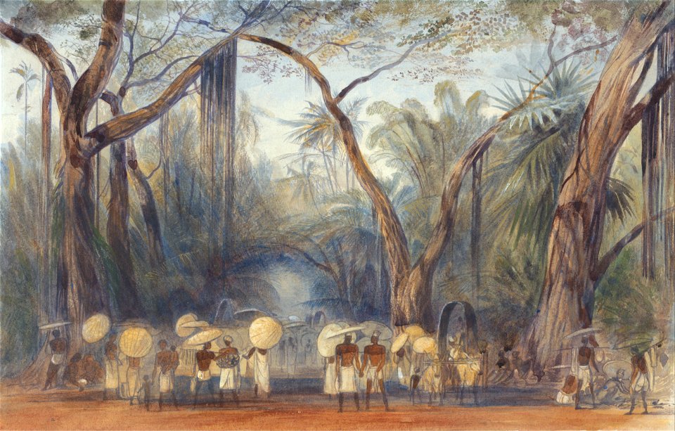 Edward Lear - Coolies on the Road near Kalicut, Malabar - Google Art Project