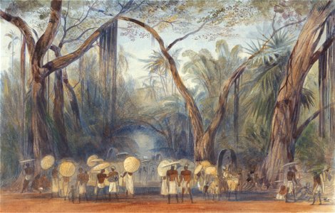 Edward Lear - Coolies on the Road near Kalicut, Malabar - Google Art Project