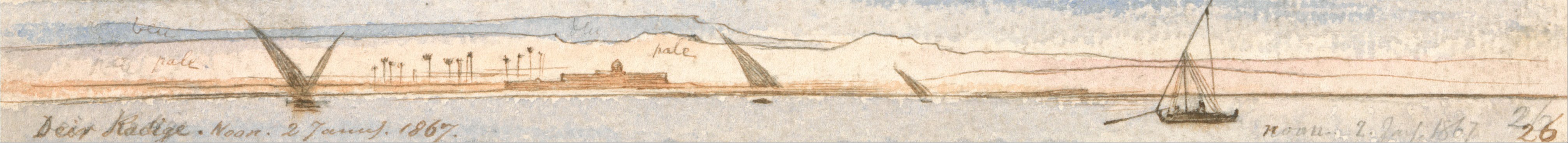 Edward Lear - Deir Kadige, noon, January 2, 1867 (26) - Google Art Project