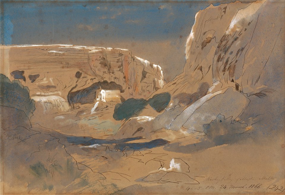 Edward Lear - Rocky Valley of Mosta, Malta - Google Art Project