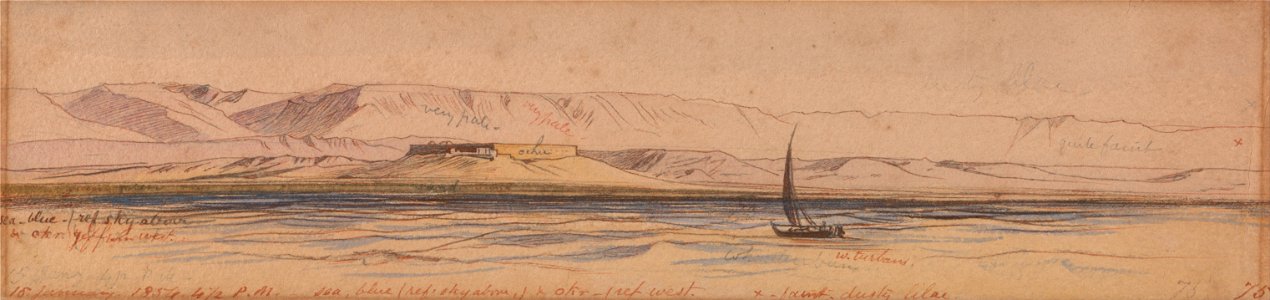 Edward Lear - Boat on the Nile - Google Art Project (2403275). Free illustration for personal and commercial use.