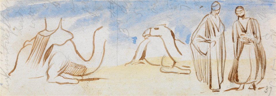 Edward Lear - Studies of Camels and Egyptian Men - Google Art Project