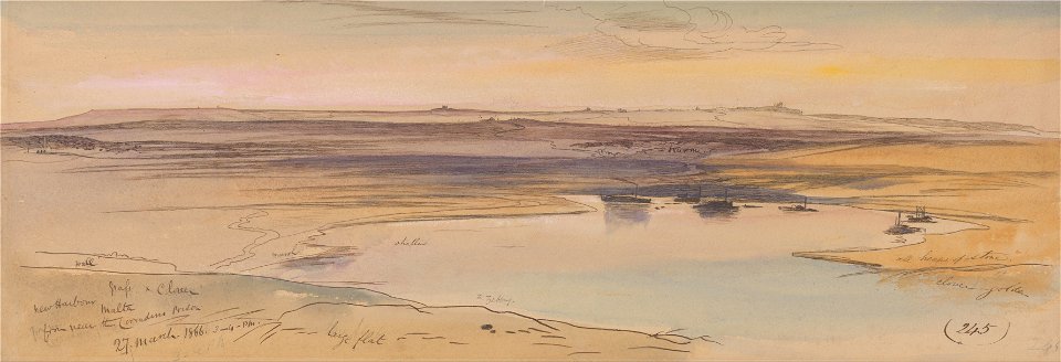 Edward Lear - New Harbour, Malta - Google Art Project