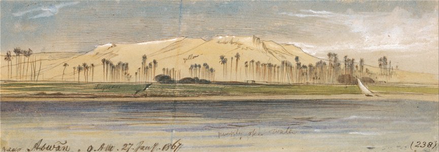 Edward Lear - Near Aswan - Google Art Project (2421299). Free illustration for personal and commercial use.