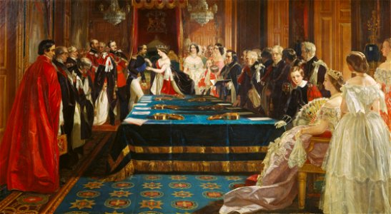 Edward Matthew Ward (1816-79) - The Investiture of Napoleon III with the Order of the Garter, 18 April 1855 - RCIN 402020 - Royal Collection