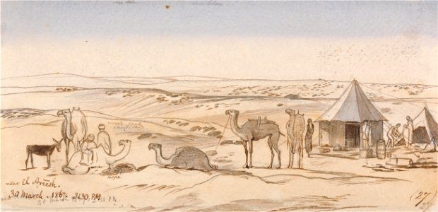 Edward Lear - Near El Areesh, 3-30 pm, 30 March 1867 (27) - Google Art Project. Free illustration for personal and commercial use.