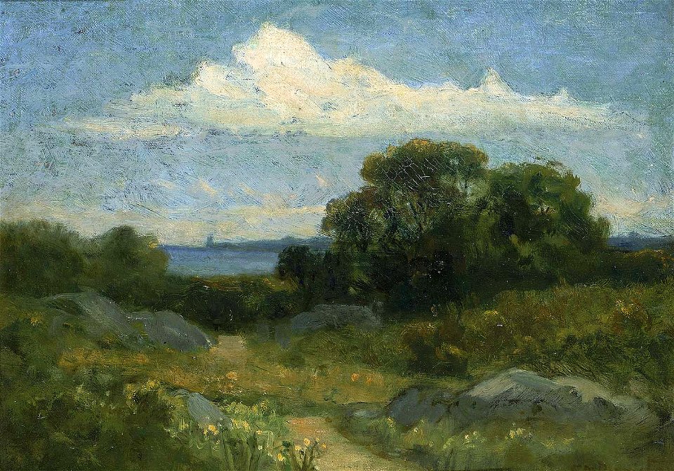 Edward Mitchell Bannister - Landscape (trees and rocks by lake) - 1983.95.64 - Smithsonian American Art Museum