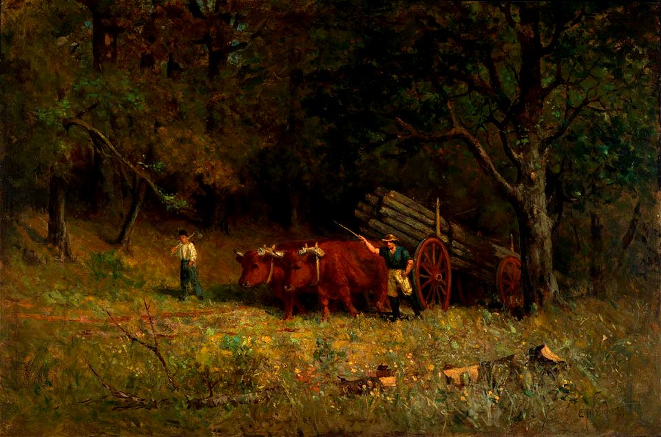 Edward Mitchell Bannister - Untitled (boy and man with oxen) - 1983.95.153 - Smithsonian American Art Museum