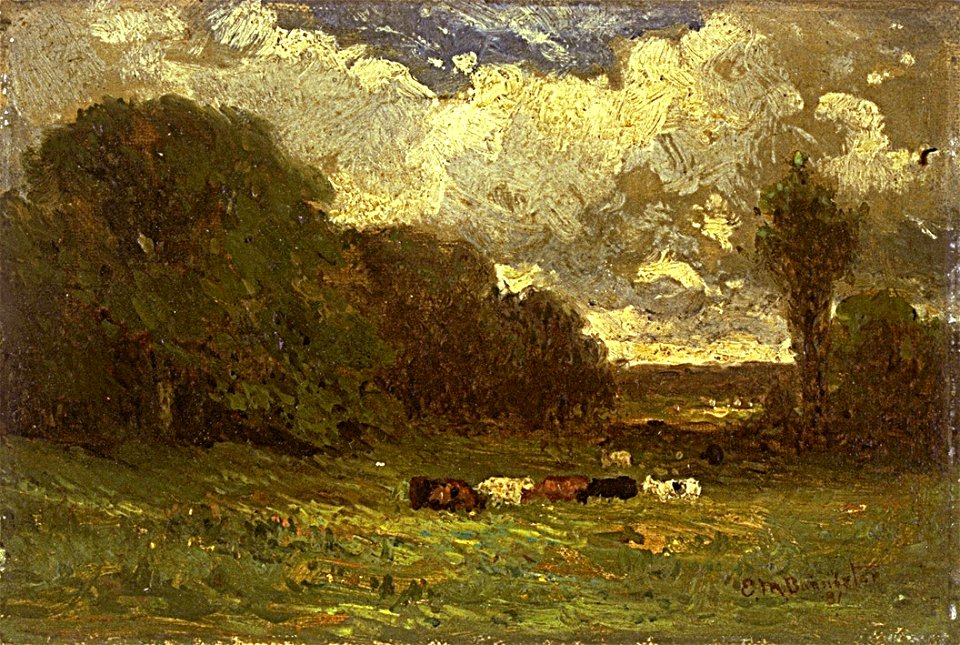 Edward Mitchell Bannister - Untitled (landscape with cows and trees) - 1983.95.140 - Smithsonian American Art Museum