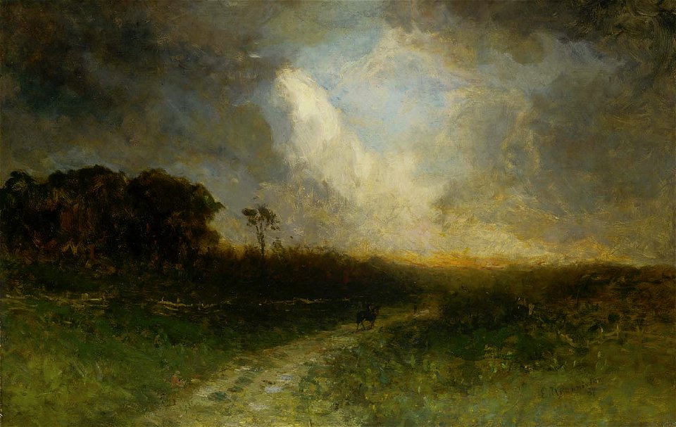 Edward Mitchell Bannister - Untitled (landscape, man on horse) - 1983.95.110 - Smithsonian American Art Museum