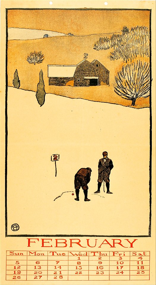 Edward Penfield - Golf Calendar. February - Google Art Project
