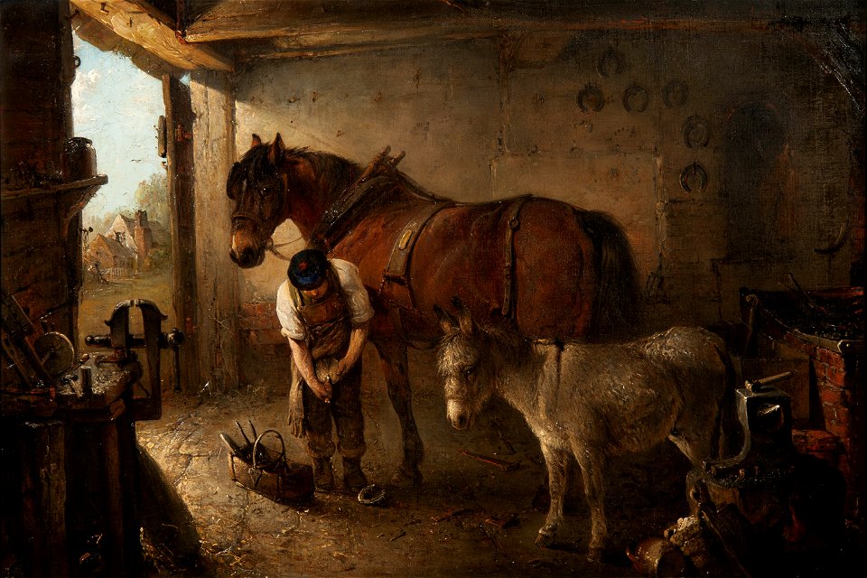 Edward Robert Smythe A farrier shoeing a plough horse