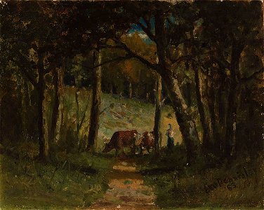 Edward Mitchell Bannister - Untitled (cows on path in forest) - 1983.95.83 - Smithsonian American Art Museum