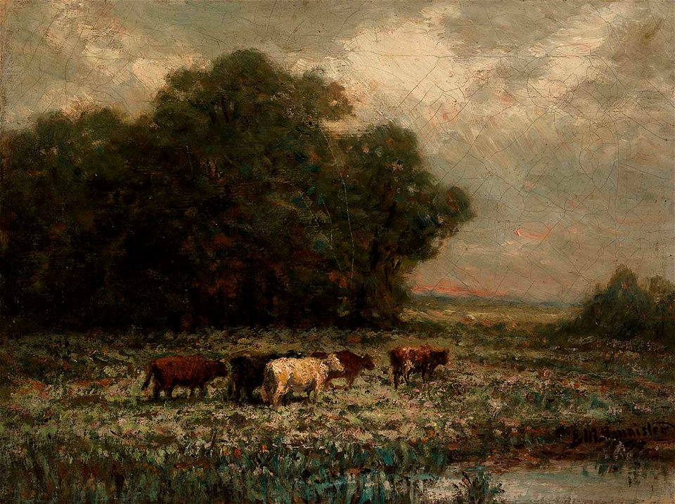 Edward Mitchell Bannister - Untitled (landscape with cattle grazing) - 1983.95.77 - Smithsonian American Art Museum