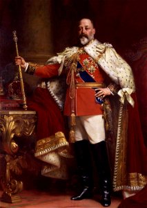 Edward VII in coronation robes. Free illustration for personal and commercial use.