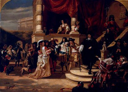 Edward Matthew Ward (1816-1879) - The Disgrace of Lord Clarendon, after his Last Interview with the King - Scene at Whitehall Palace, in 1667 (replica) - N00431 - National Gallery. Free illustration for personal and commercial use.