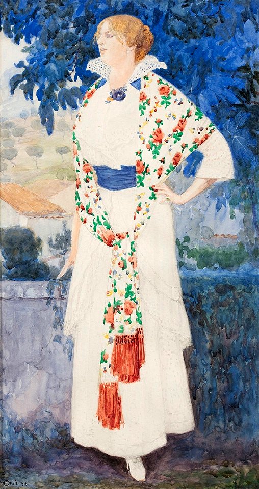 Edward Okuń - Portret Zofii, żony artysty 1916